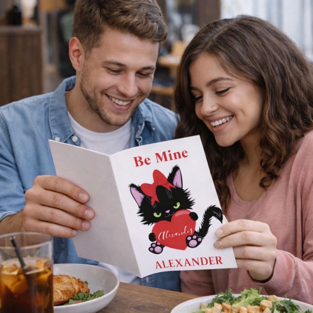 Cartes Pour Fêtes Annuelles Sneaky Kitten Coeur blanc et rouge Valentine (Créateur téléchargé)