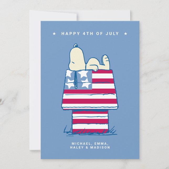 Cartes Pour Fêtes Annuelles Snoopy 4 juillet photo (Devant)
