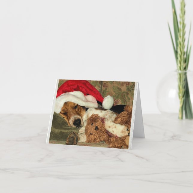 Cartes Pour Fêtes Annuelles Snoopy Beagle chien de Noël dormant - Merci (Devant)
