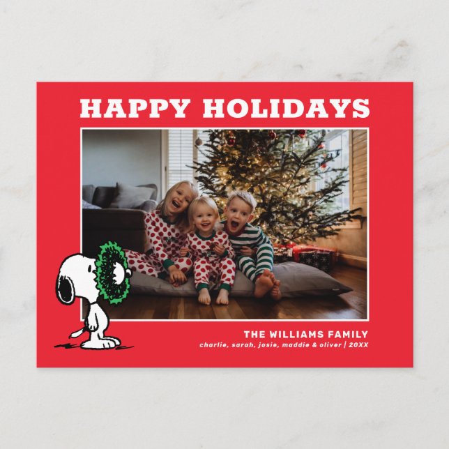 Cartes Pour Fêtes Annuelles Snoopy Christmas Family Photo Collage (Devant)