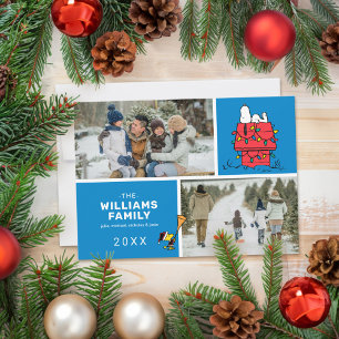 Cartes Pour Fêtes Annuelles Snoopy Doghouse Noël Famille Photo Collage
