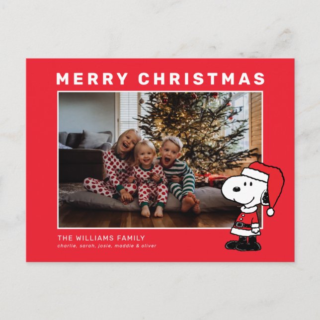 Cartes Pour Fêtes Annuelles Snoopy Père Noël Christmas Family Photo Collage (Devant)