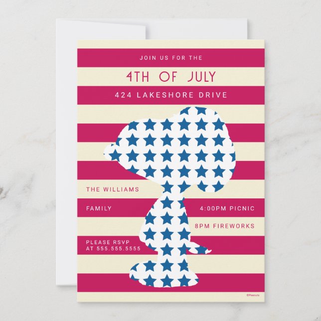 Cartes Pour Fêtes Annuelles Snoopy Vintage Stars & Stripes (Devant)
