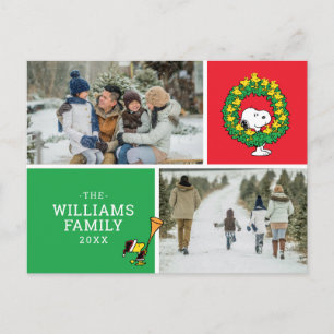 Cartes Pour Fêtes Annuelles Snoopy & Woodstock Famille de Noël Collage photo