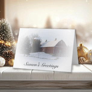 Cartes Pour Fêtes Annuelles Snow Covered Red Barn Country Christmas Card