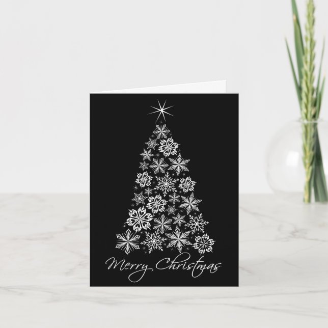 Cartes Pour Fêtes Annuelles Snow Flakes Christmas Tree Family Photo (Devant)