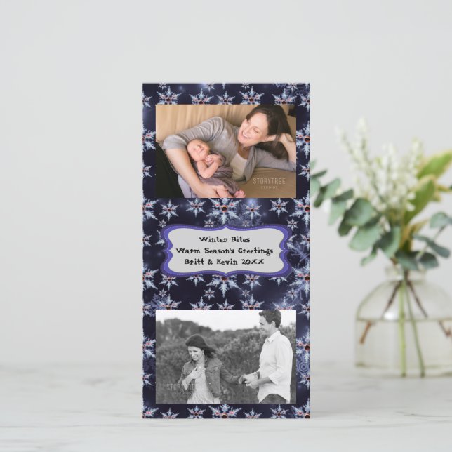 Cartes Pour Fêtes Annuelles Snow Zombie Morsures Dark Bkgrd Ajouter Photos Pho (Debout devant)