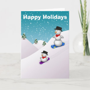 Cartes Pour Fêtes Annuelles Snowboard mignon
