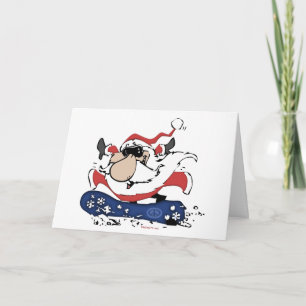 Cartes Pour Fêtes Annuelles Snowboard Santa Cards