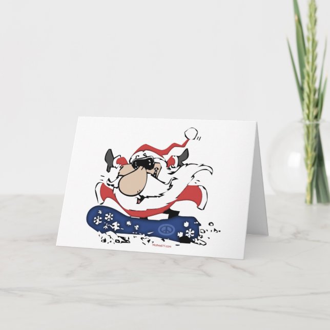 Cartes Pour Fêtes Annuelles Snowboard Santa Cards (Devant)