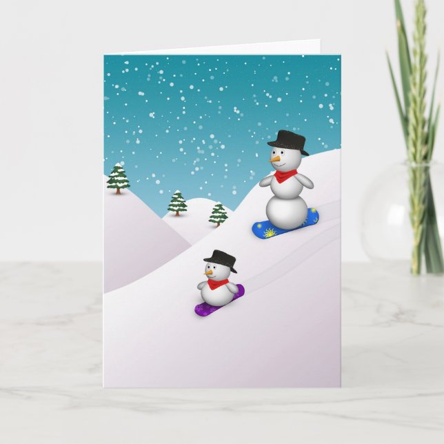 Cartes Pour Fêtes Annuelles Snowboarding (Devant)