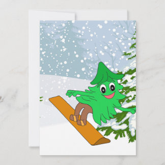 Cartes Pour Fêtes Annuelles Snowboarding Christmas Tree