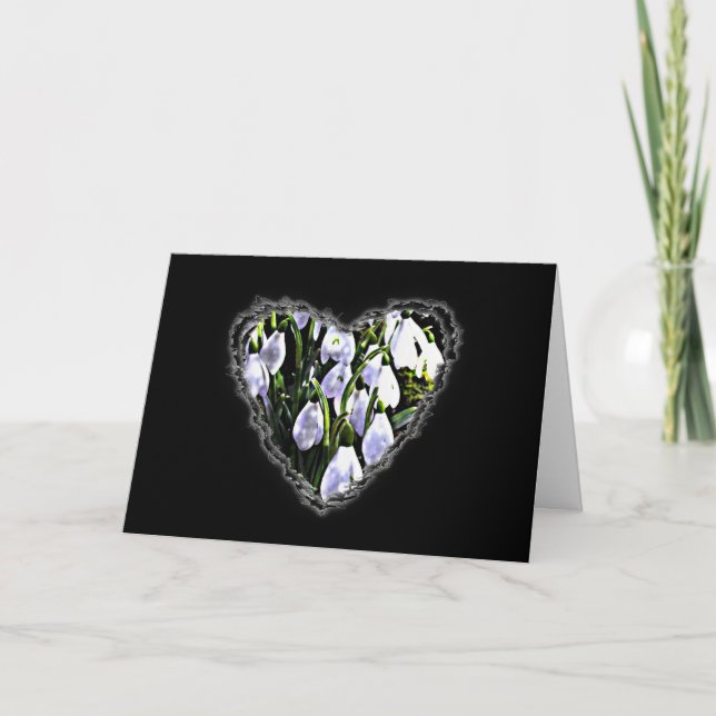 Cartes Pour Fêtes Annuelles Snowdrop Heart Valentine Love Romance Card (Devant)