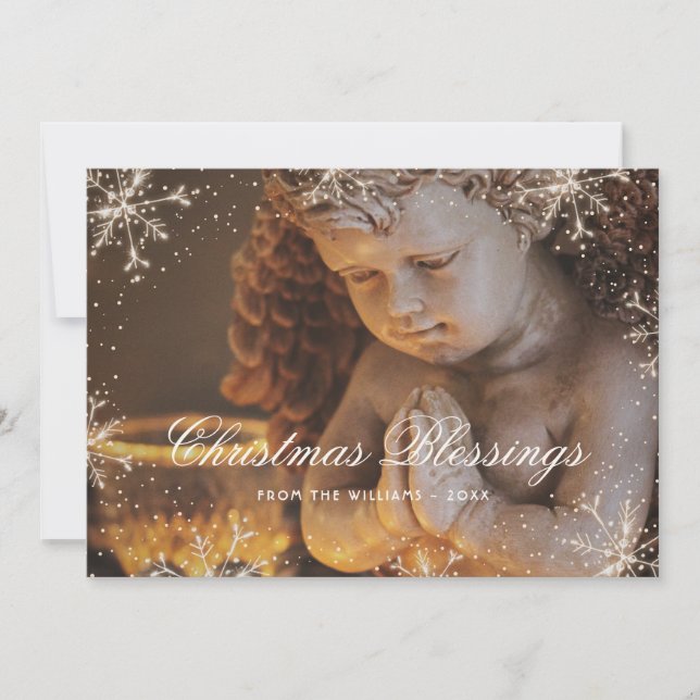 Cartes Pour Fêtes Annuelles Snowflake Botanical Christmas Blessings Card (Devant)