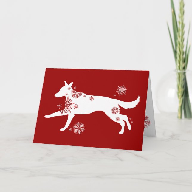 Cartes Pour Fêtes Annuelles Snowflake GSD Dog Holiday Greeting Card (Devant)