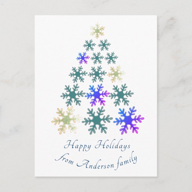 Cartes Pour Fêtes Annuelles Snowflake Noël Arbre Fête Personnalisée (Devant)