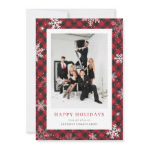 Snowflake Red Buffalo Plaid Photo Business