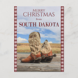 Cartes Pour Fêtes Annuelles Snowflake South Dakota Cowboy Boots Noël