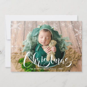 Cartes Pour Fêtes Annuelles Snowflakes blanc et typographie de Noël Photo