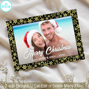 Cartes Pour Fêtes Annuelles Snowflakes Christmas Photo Modern 2 Side Designs