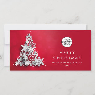 Cartes Pour Fêtes Annuelles Snowflakes Christmas Tree Salutation d'entreprise