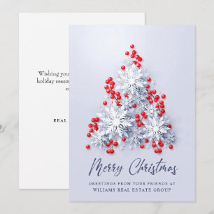 Cartes Pour Fêtes Annuelles Snowflakes Christmas Tree Salutation d'entreprise