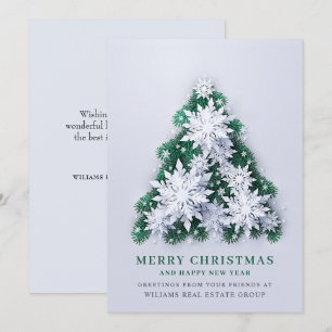 Cartes Pour Fêtes Annuelles Snowflakes Christmas Tree Salutation d'entreprise