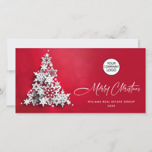 Cartes Pour Fêtes Annuelles Snowflakes Christmas Tree Salutation d'entreprise