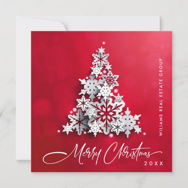 Cartes Pour Fêtes Annuelles Snowflakes Christmas Tree Salutation d'entreprise (Devant)