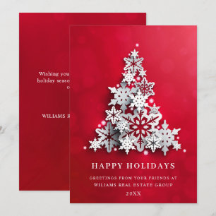 Cartes Pour Fêtes Annuelles Snowflakes Christmas Tree Salutation d'entreprise
