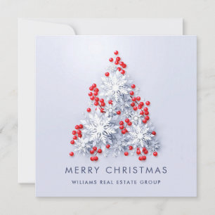 Cartes Pour Fêtes Annuelles Snowflakes Christmas Tree Salutation d'entreprise