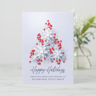 Cartes Pour Fêtes Annuelles Snowflakes Christmas Tree Salutation d'entreprise