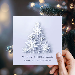 Cartes Pour Fêtes Annuelles Snowflakes Christmas Tree Salutation d'entreprise