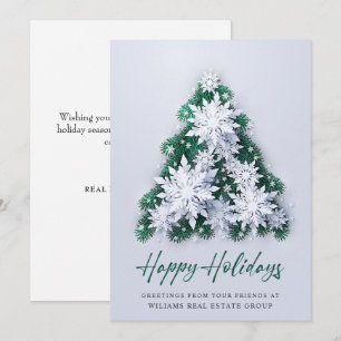 Cartes Pour Fêtes Annuelles Snowflakes Christmas Tree Salutation d'entreprise