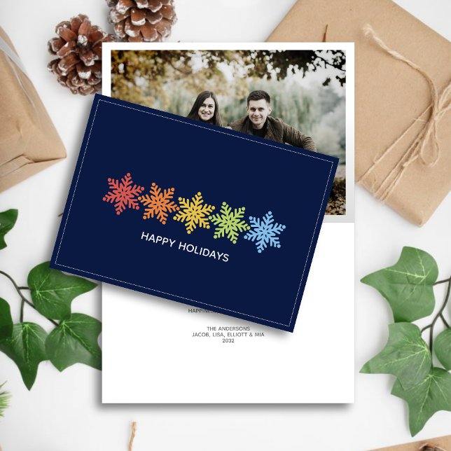 Cartes Pour Fêtes Annuelles Snowflakes de couleur moderne Photo de Noël (Créateur téléchargé)
