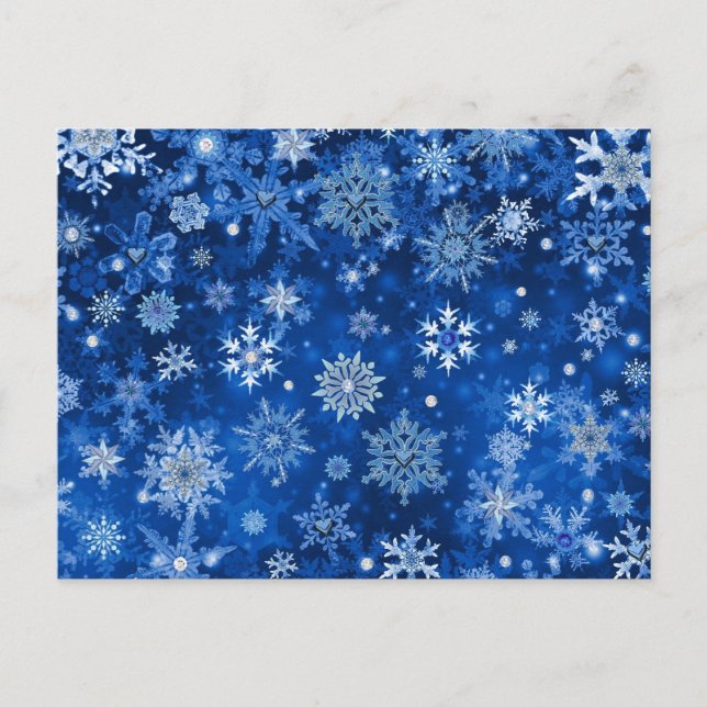 Cartes Pour Fêtes Annuelles Snowflakes de Noël Bleu et argent (Devant)