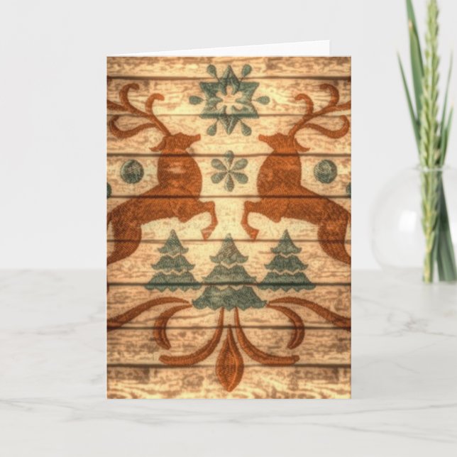 Cartes Pour Fêtes Annuelles Snowflakes de rennes primitifs Noël nordique (Devant)