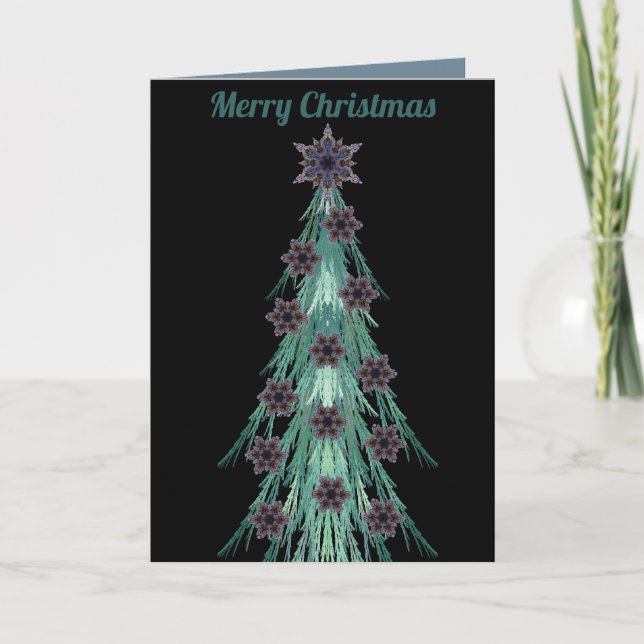 Cartes Pour Fêtes Annuelles Snowflakes et Star Black factices sapins de Noël (Devant)