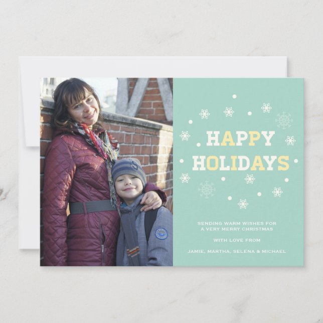 Cartes Pour Fêtes Annuelles Snowflakes Happy Holidays Photocard Salutations (Devant)