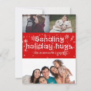 Cartes Pour Fêtes Annuelles Snowflakes Holiday Hug Photo Grey Card