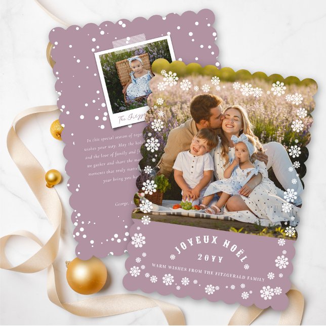 Cartes Pour Fêtes Annuelles Snowflakes Joyeux Noel Christmas Chic Photo (Créateur téléchargé)
