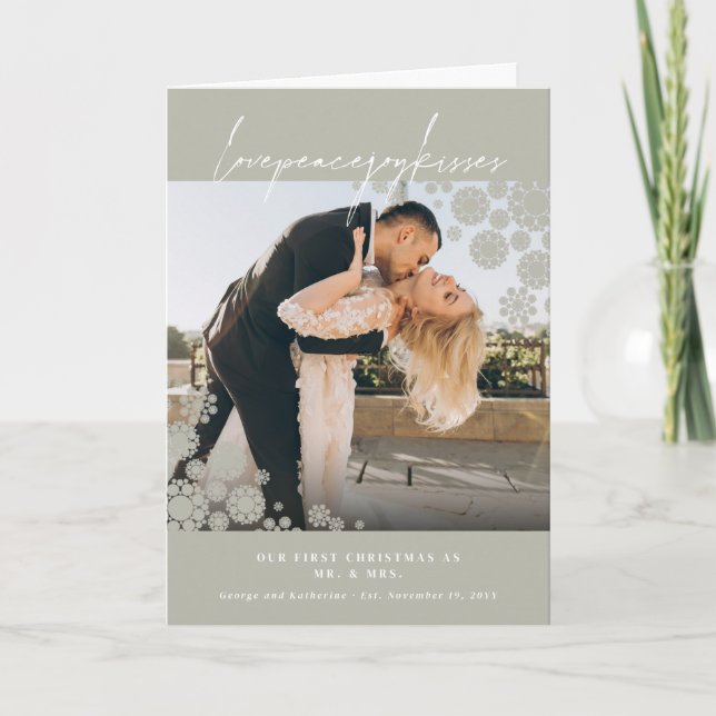 Cartes Pour Fêtes Annuelles Snowflakes Love Peace Joy Kisses Mariage photo (Devant)