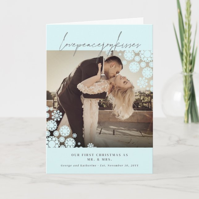Cartes Pour Fêtes Annuelles Snowflakes Love Peace Joy Kisses Mariage photo (Devant)