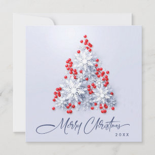 Cartes Pour Fêtes Annuelles Snowflakes minimaliste voeux Arbre de Noël
