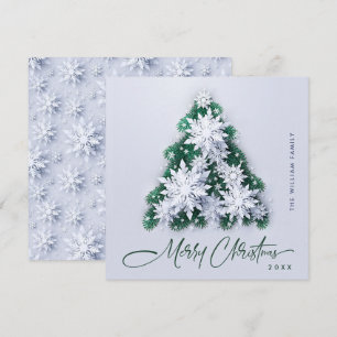 Cartes Pour Fêtes Annuelles Snowflakes minimaliste voeux Arbre de Noël