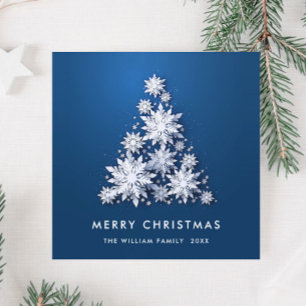 Cartes Pour Fêtes Annuelles Snowflakes minimaliste voeux Arbre de Noël