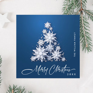Cartes Pour Fêtes Annuelles Snowflakes minimaliste voeux Arbre de Noël