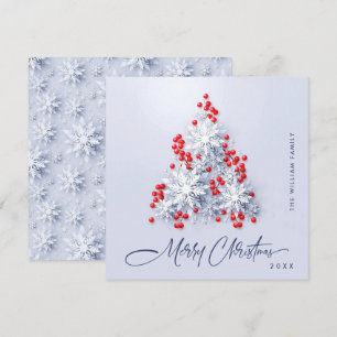 Cartes Pour Fêtes Annuelles Snowflakes minimaliste voeux Arbre de Noël