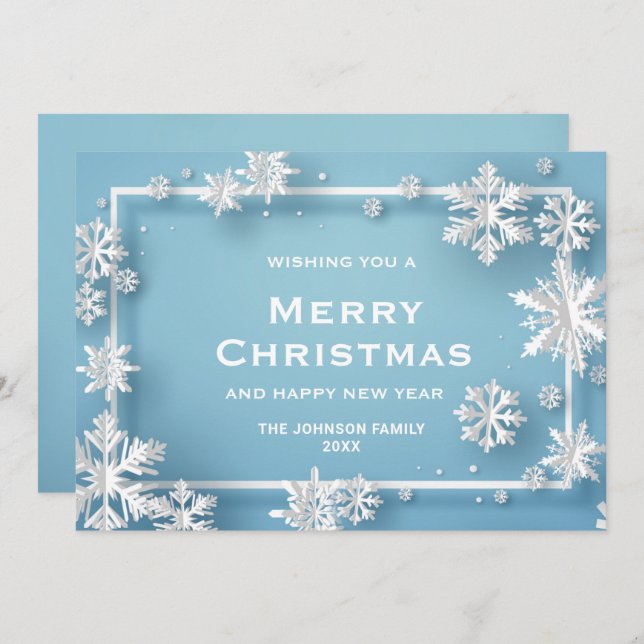 Cartes Pour Fêtes Annuelles Snowflakes moderne Joyeux voeux de Noël (Devant / Derrière)