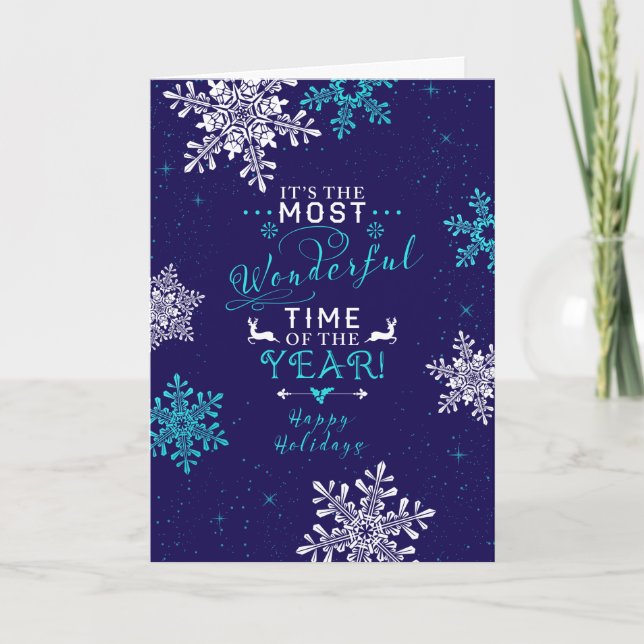 Cartes Pour Fêtes Annuelles Snowflakes Noël Noël Noël Noël Marine bleu Turquoi (Devant)